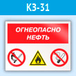 Знак «Огнеопасно нефть», КЗ-31 (пластик, 400х300 мм)